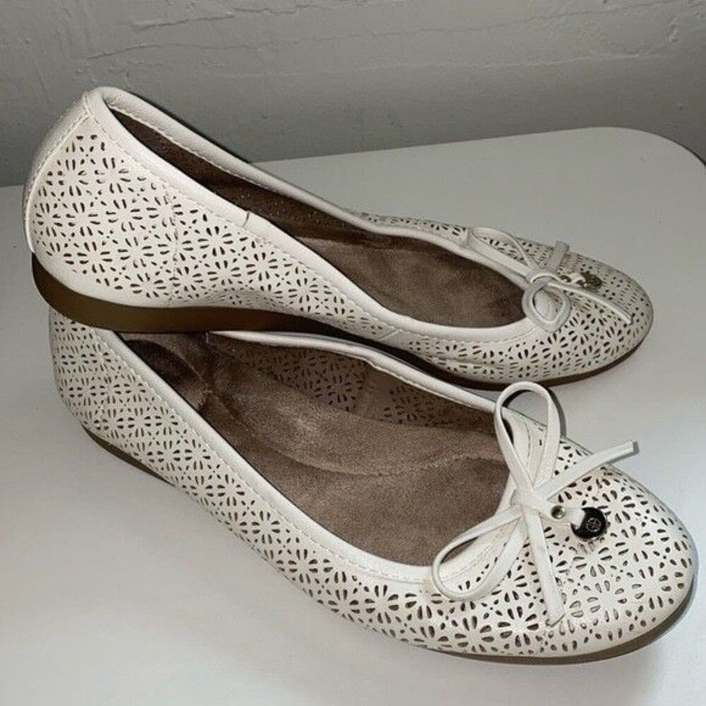 Odeysa Ballet Flats GIANI BERNINI White Round Toe Women Slip Memory Foam Size 9M